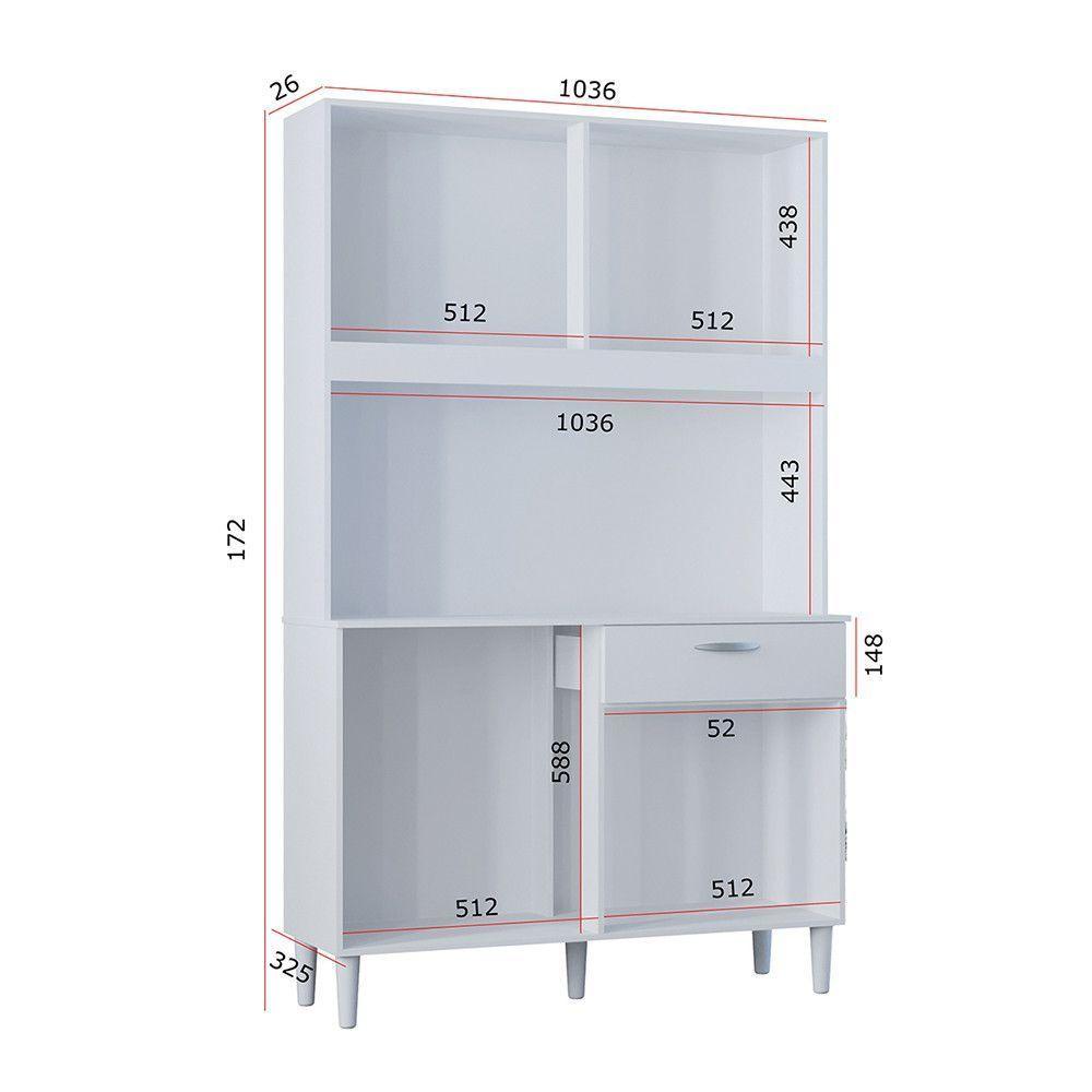 Cozinha Compacta 8 Portas 1 Gaveta Cássia Poquema Branco - 3