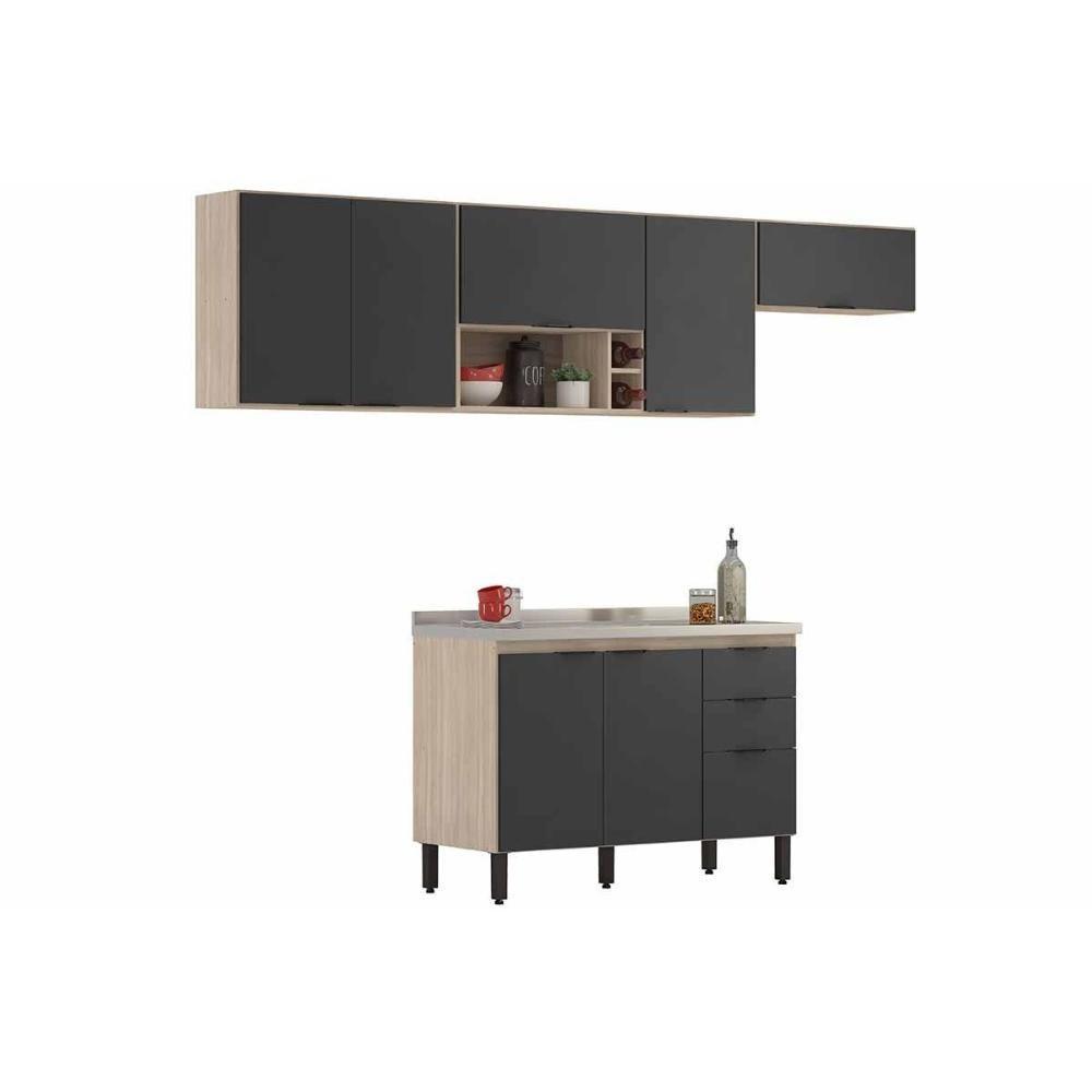 Cozinha Completa Firenze 4 Peças (3aéreos+1balcão) C4p254 Avena-grafito - Demóbile - 5