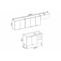 Cozinha Completa Firenze 4 Peças (3aéreos+1balcão) C4p254 Avena-grafito - Demóbile - 3