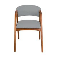 Conjunto Com 6 Cadeiras De Jantar Estofada Gabriela Em Madeira E Mdf Cerejeira Linho Cinza - 5