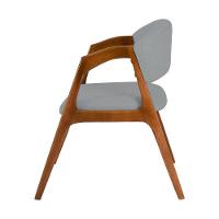 Conjunto Com 6 Cadeiras De Jantar Estofada Gabriela Em Madeira E Mdf Cerejeira Linho Cinza - 6