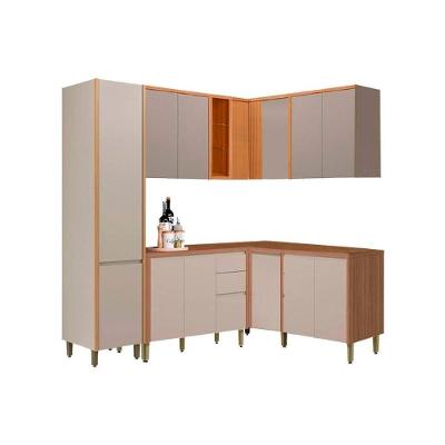Cozinha Modulada Completa Allure 7 Peças (3aéreos+3balcões+1paneleiro) Cp32 Jequitiba-gris Fosco - Linea Brasil