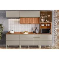 Cozinha Completa Proença 5 Peças (2aéreos+2balcões+1paneleiro) C5p125 Nogueira Touch-nude Prime - Demóbile - 1