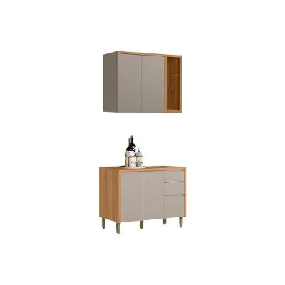 Cozinha Completa Allure 4 Portas 3 Gavetas MDF 120cm Cinza Jequitiba Gris Fosco