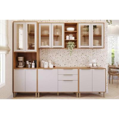 Cozinha Completa C5P160 12 Portas 2 Gavetas MDF 120cm Off White Brilhante com Nicho para Forno