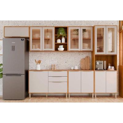 Cozinha Completa Brilhante 6 Peças (3aéreos+2balcões+1paneleiro) C6p130 Cinamomo-off White - Mgm