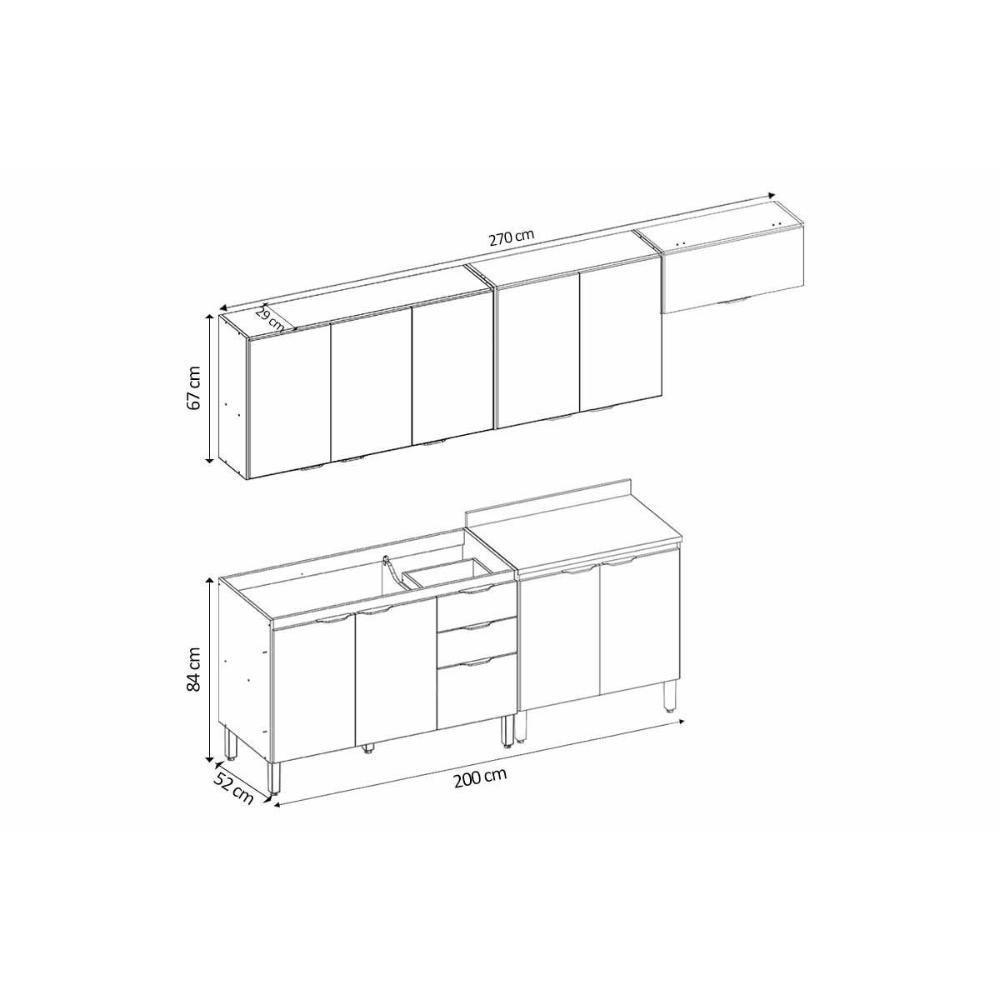 Cozinha Completa Firenze 5 Peças (3aéreos+2balcões) C5p156 Amendola-nude Prime Tx - Demóbile - 3