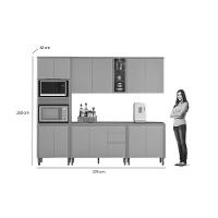 Cozinha Completa Allure 5 Peças (2aéreos+2balcões+1torrequente) Cp08 Jequitiba-gris Fosco - Linea Brasil - 3