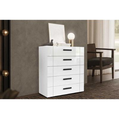 Cômoda Lisboa 5 Gavetas MDF com Puxador Plástico Branco para Dormitório