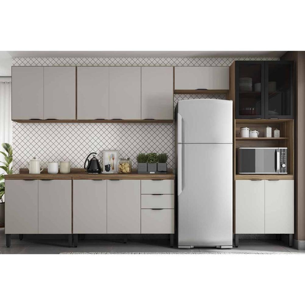 Cozinha Completa Firenze 6 Peças (3aéreos+2balcões+1paneleiro) C6p128 Amendola-nude Prime Tx - Demóbile - 1