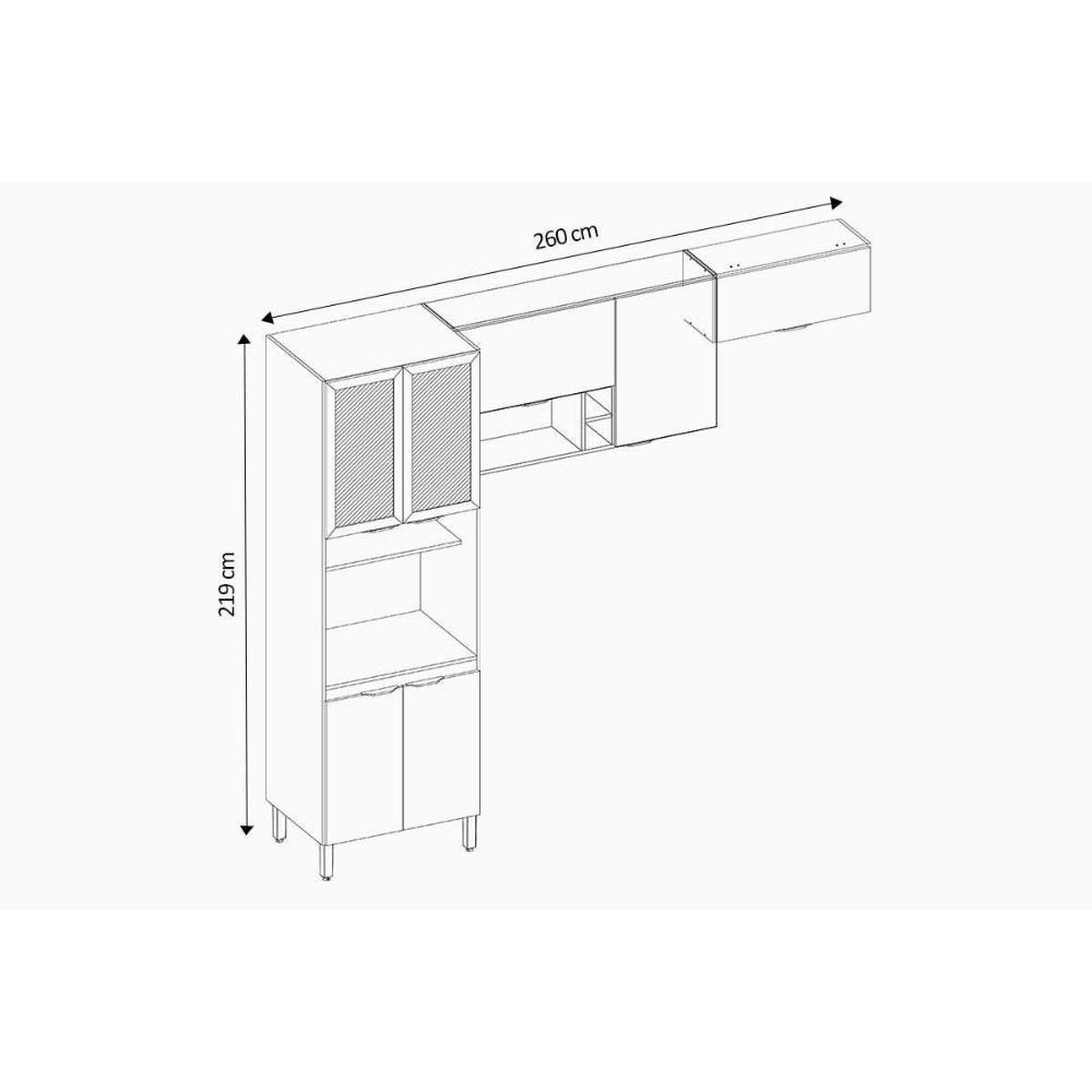 Cozinha Completa Firenze 3 Peças (2aéreos+1paneleiro) C3p52 Amendola-nude Prime Tx - Demóbile - 3