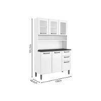 Cozinha Compacta Bella C- 6 Portas (3 C- Vidro) E 2 Gavetas 120cm Branco - Bertolini - 3