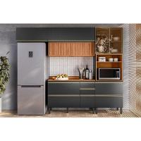 Cozinha Completa Proença 4 Peças (2aéreos+1balcão+1paneleiro) C4p198 Nogueira-carbono Prime Tx - Demóbile - 1