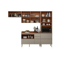 Cozinha Completa Proença 4 Peças (2aéreos+1balcão+1paneleiro) C4p198 Nogueira-carbono Prime Tx - Demóbile