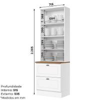 Cristaleira Henn Americana 2 Portas 2 Gavetas Sd C357-05 Nature-branco - 2