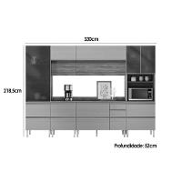 Cozinha Completa Proença 6 Peças (2aéreos+2balcões+1paneleiro+1cristaleira) C6p97 Nogueira-carbono Prime Tx - Demóbile - 3