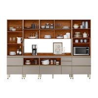 Cozinha Completa Proença 6 Peças (2aéreos+2balcões+1paneleiro+1cristaleira) C6p97 Nogueira-carbono Prime Tx - Demóbile