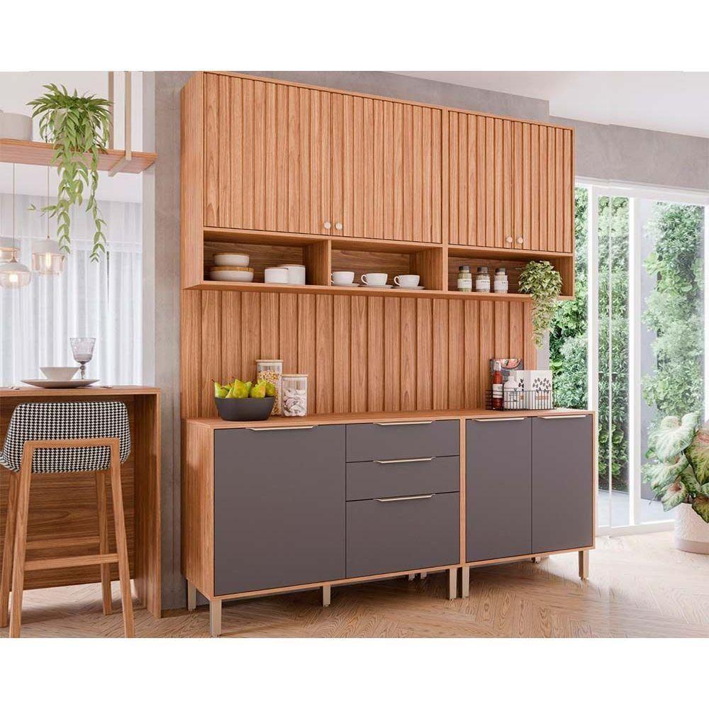 Cozinha Modulada Mgm Divina 6 Peças (2aéreos+2balcões+2complementos) Cz009 Freijo-titanium-mgm - 1