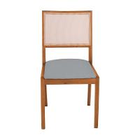 Conjunto Com 2 Cadeiras De Jantar Estofada Suellen Cerejeira Linho Cinza - 5