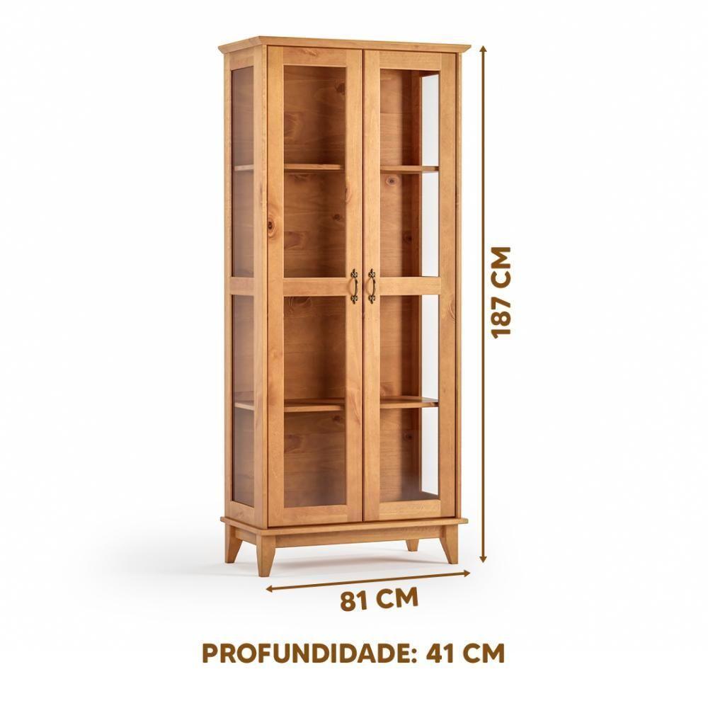 Cristaleira Luxo Madeira Maciça 2 Portas De Vidro - 4