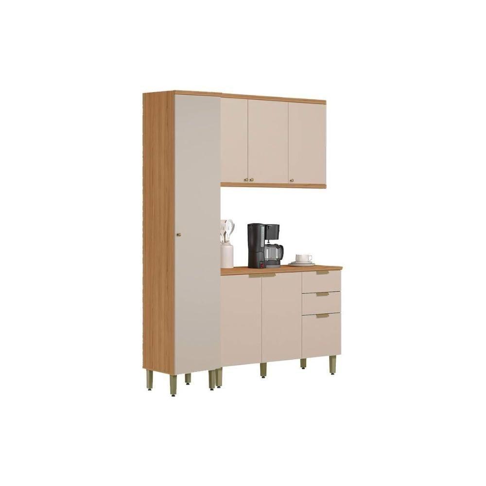 Cozinha Modulada Completa Selene 3 Peças (1balcão+1aéreo+1paneleiro) Cp23 Jequitiba-off White Fosco - Linea Brasil - 7