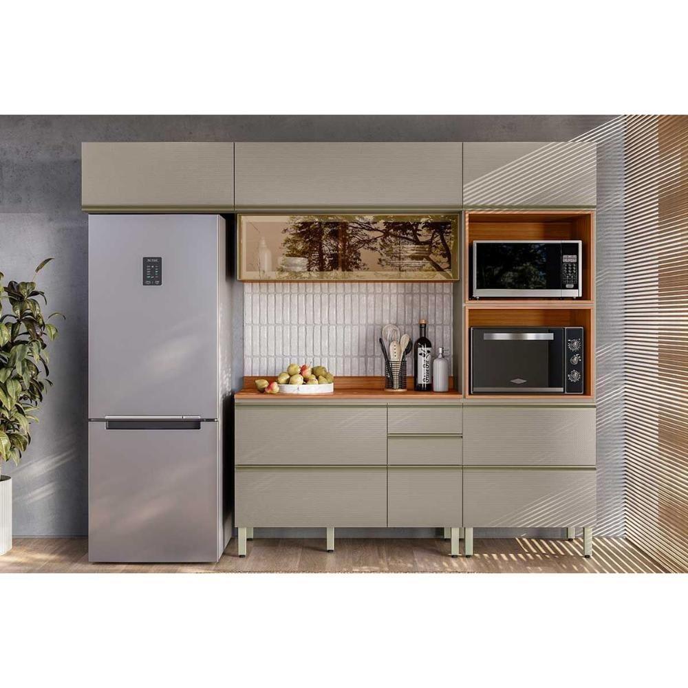 Cozinha Completa Proença 4 Peças (2aéreos+1balcão+1torrequente) C4p200 Nogueira Touch-nude Prime - Demóbile - 1