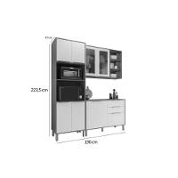 Cozinha Completa Brilhante 3 Peças (1aéreo+1balcão+1paneleiro) C3p55 Cinamomo-platina - Mgm - 2