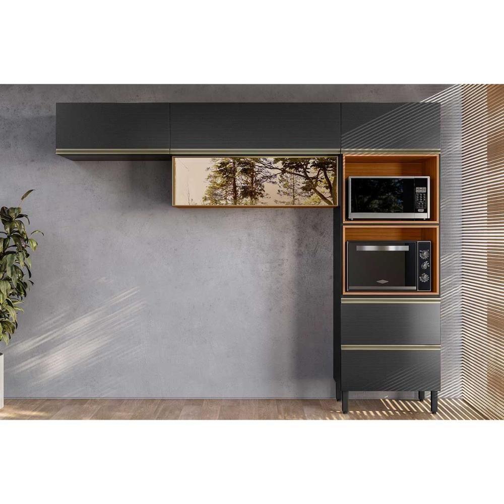 Cozinha Completa Proença 3 Peças (2aéreos+1torrequente) C3p65 Nogueira-carbono Prime Tx - Demóbile - 1