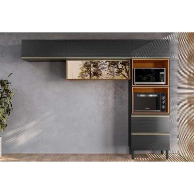 Cozinha Completa Proença 3 Peças (2aéreos+1torrequente) C3p65 Nogueira-carbono Prime Tx - Demóbile