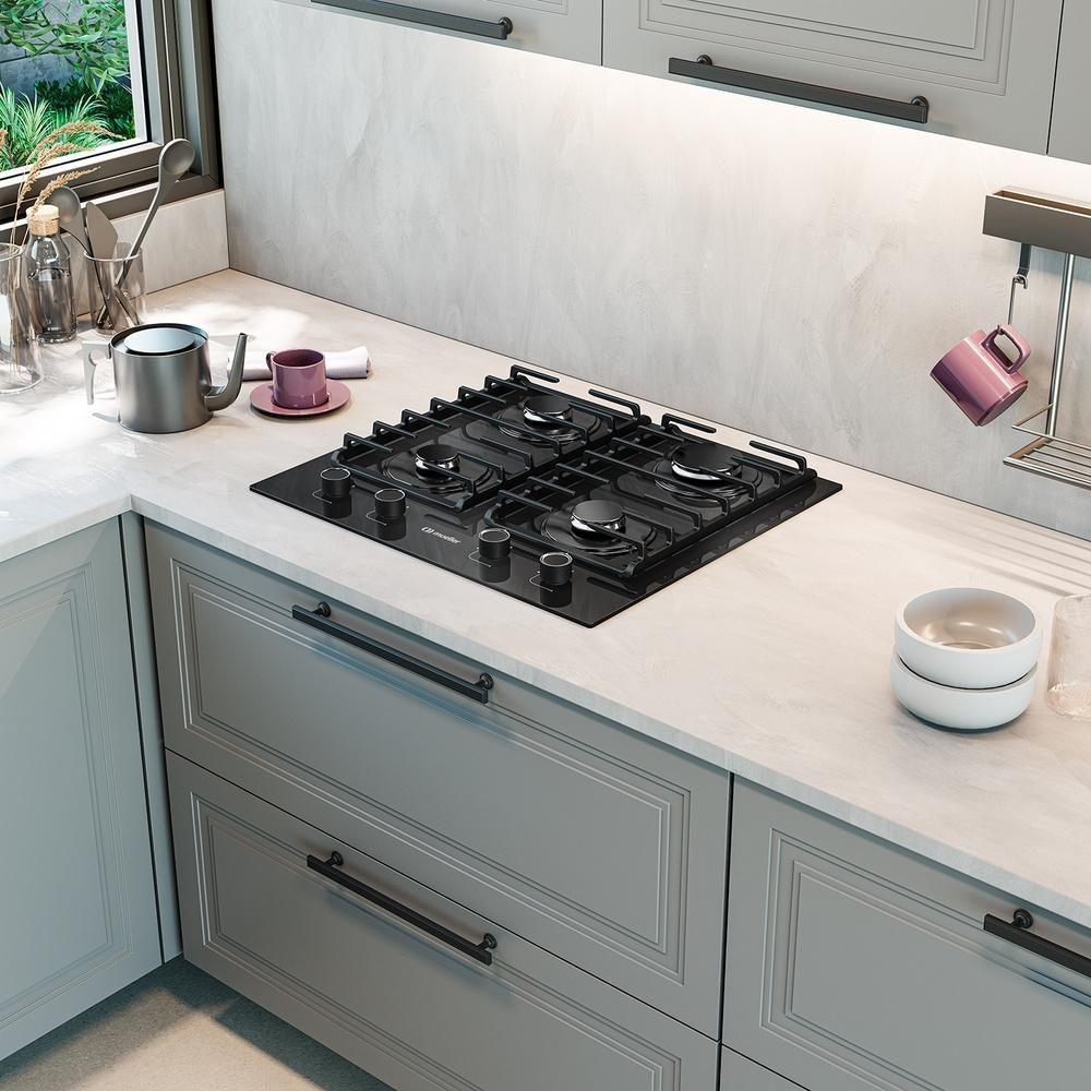 Cooktop Mueller 4 Bocas A Gás Com Mesa De Vidro E Grades De Ferro Fundido Preto Mcg4bm Bivolt - 3