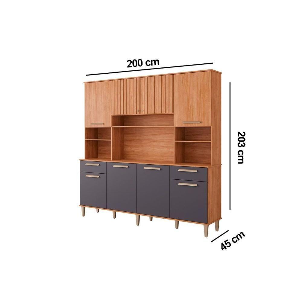 Cozinha Compacta Livia 8 Portas 2 Gavetas E 6 Nichos Cinamomo-titanium - Mgm - 2