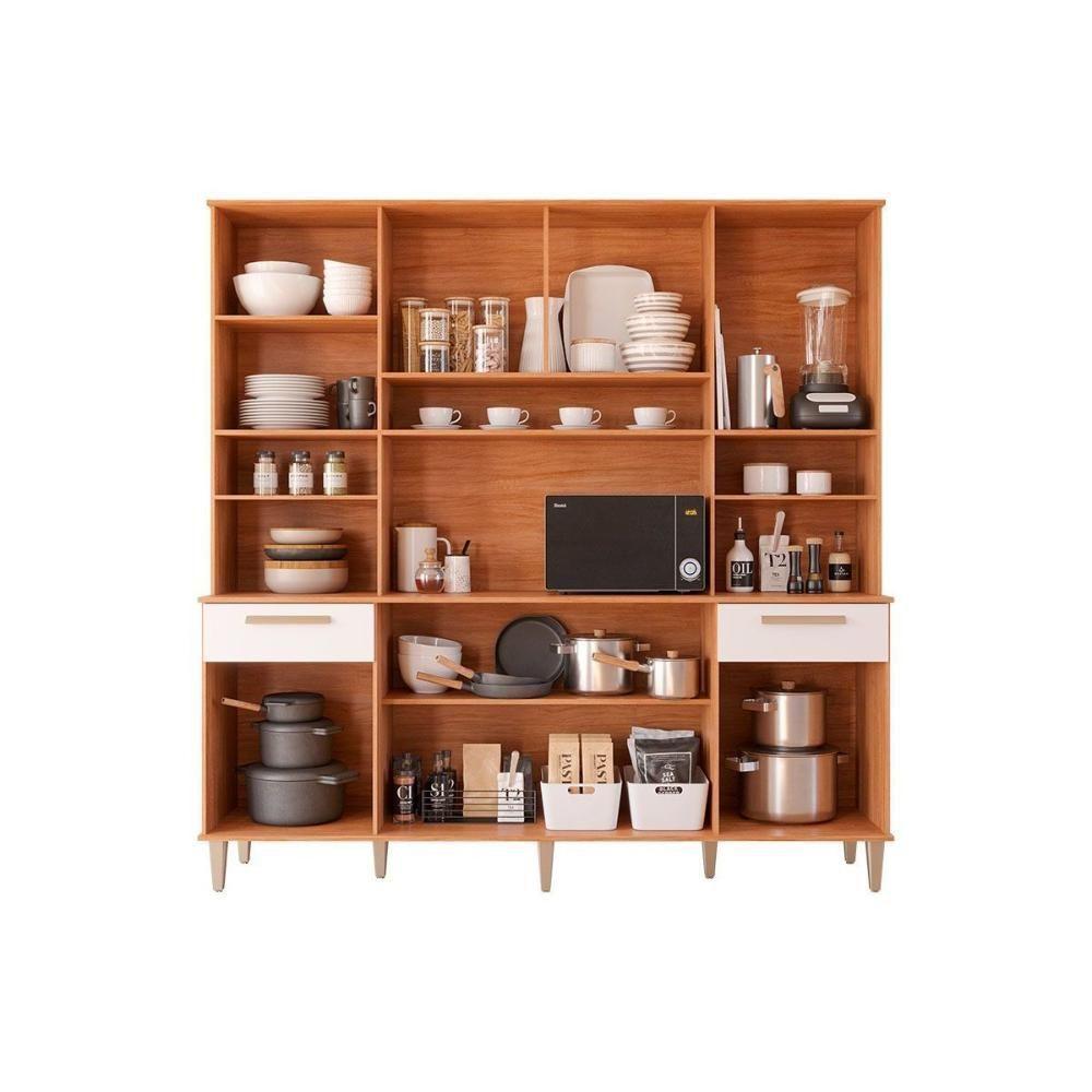 Cozinha Compacta Livia 8 Portas 2 Gavetas E 6 Nichos Cinamomo-titanium - Mgm - 3