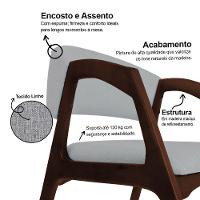 Conjunto Com 8 Cadeiras De Jantar Estofada Gabriela Castanho Linho Cinza - 3