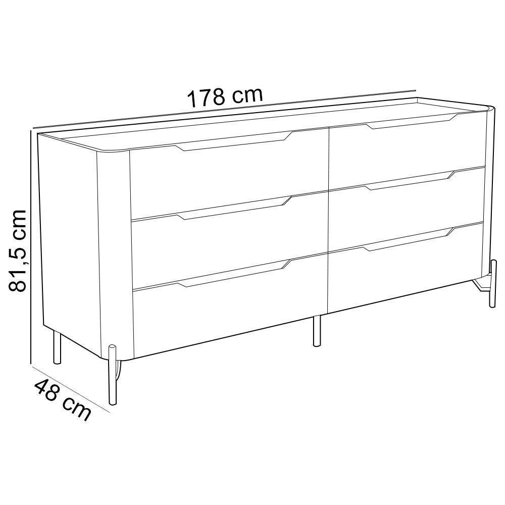 Cômoda Para Quarto Closet Orgânica 6 Gavetas Pés Industrial Preto Bliss I03 Musgo - Lyam Decor - 3