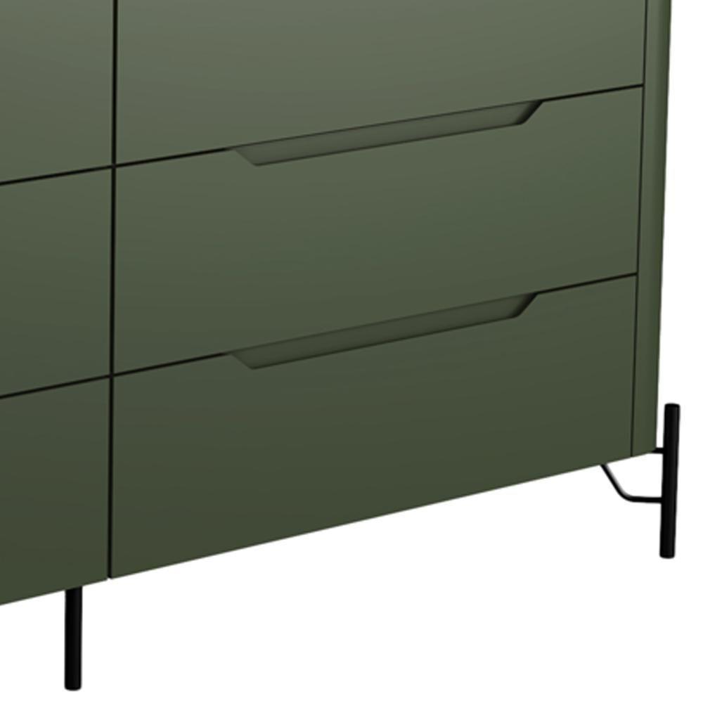 Cômoda Para Quarto Closet Orgânica 6 Gavetas Pés Industrial Preto Bliss I03 Musgo - Lyam Decor - 6