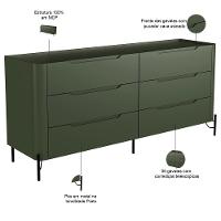 Cômoda Para Quarto Closet Orgânica 6 Gavetas Pés Industrial Preto Bliss I03 Musgo - Lyam Decor - 2