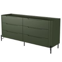 Cômoda Para Quarto Closet Orgânica 6 Gavetas Pés Industrial Preto Bliss I03 Musgo - Lyam Decor
