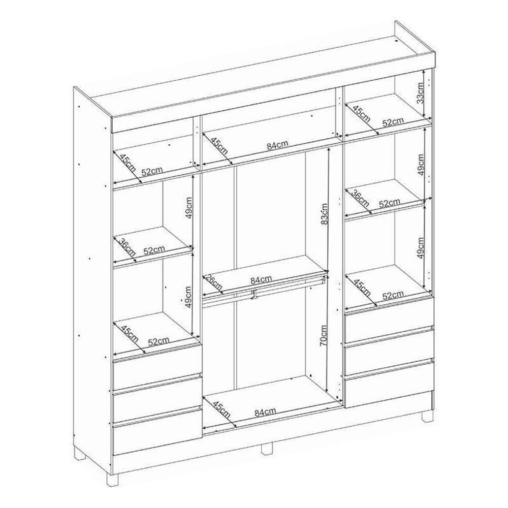 Guarda Roupa Casal Roma 4 Portas Com Espelho Branco Brilho - Demobile - 6