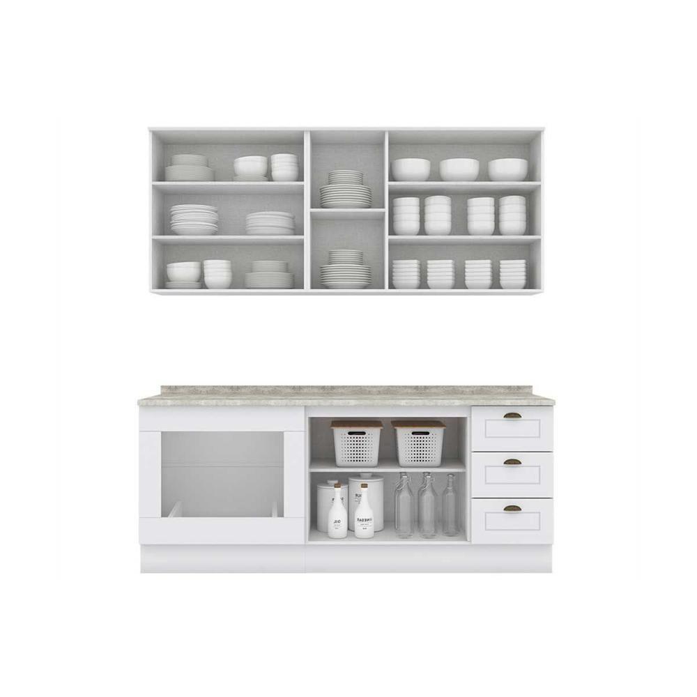 Cozinha Modulada Completa Americana 6 Peças (2aéreos+2balcões+2complementos) C6p83 Branco - Henn - 4