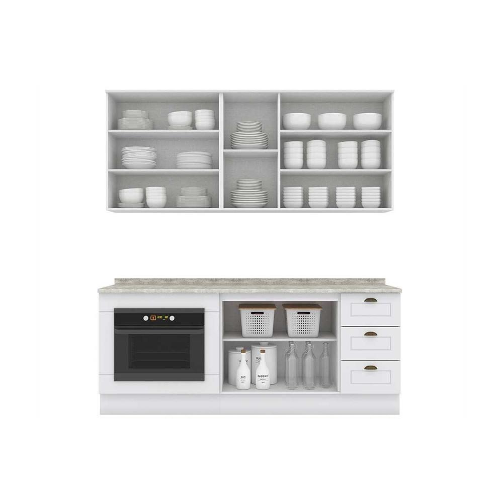 Cozinha Modulada Completa Americana 6 Peças (2aéreos+2balcões+2complementos) C6p83 Branco - Henn - 5