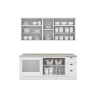 Cozinha Modulada Completa Americana 6 Peças (2aéreos+2balcões+2complementos) C6p83 Branco - Henn