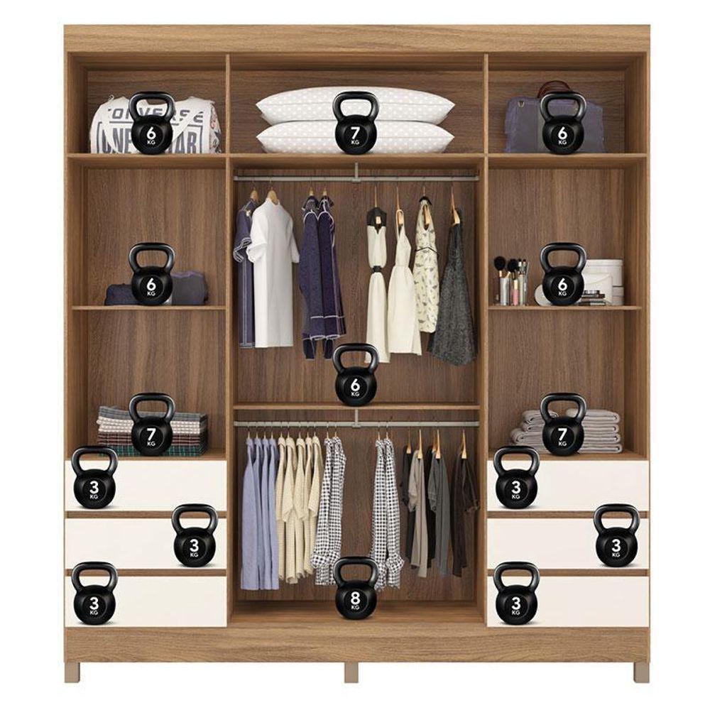 Guarda Roupa Casal Roma Ambiente 4 Portas Com Espelho Amendola Off White - Demobile - 3