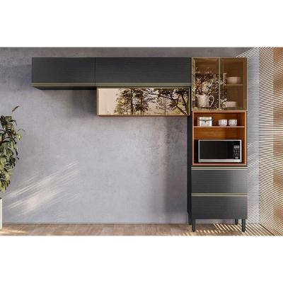 Cozinha Completa Proença 3 Peças (2aéreos+1paneleiro) C3p62 Nogueira-carbono Prime Tx - Demóbile