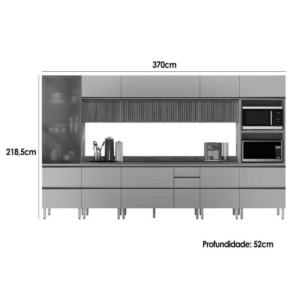 Cozinha Completa Proença 8 Peças (3aéreos+3balcões+1torrequente+1cristaleira) C8p73 Nogueira-carbono Prime Tx - Demóbile - 3