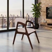 Conjunto Com 6 Cadeiras De Jantar Gabriela Em Madeira E Mdf Castanho Linho Bege - 2