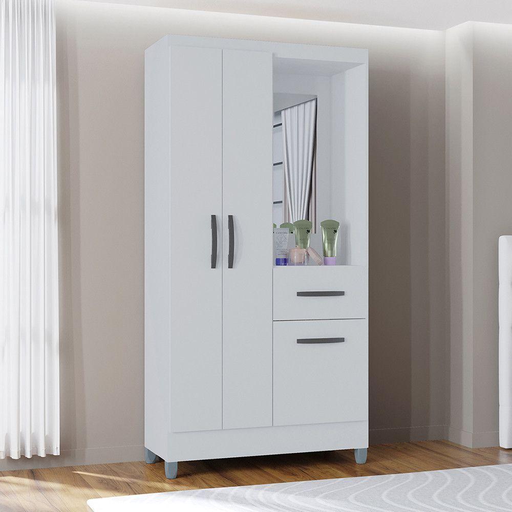 Guarda Roupa Solteiro Com 3 Portas E 1 Gavetas Atlas Poquema Branco - 1