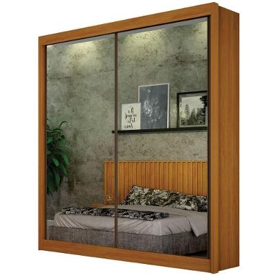 Guarda Roupa São Paulo Cinamomo 2 Portas Espelhadas 3 Gavetas Leifer Móveis