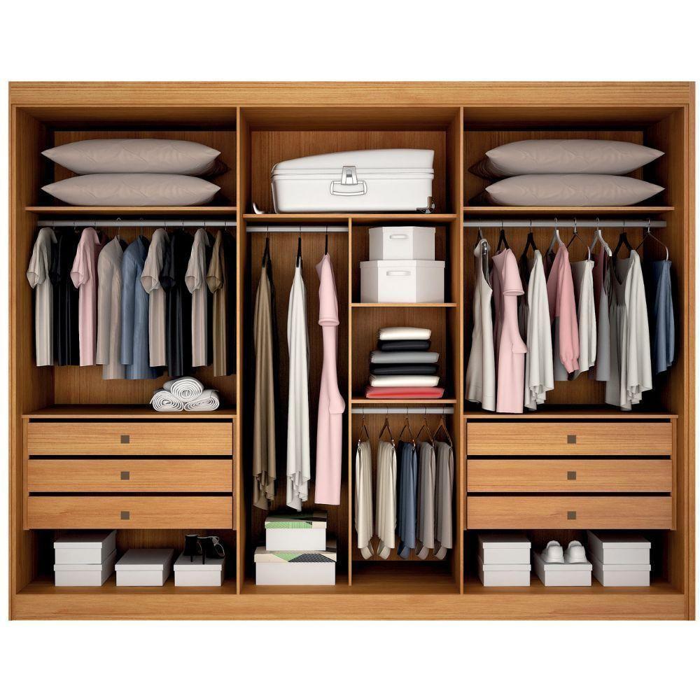 Guarda Roupa São Paulo Ripado Cinamomo 3 Portas 6 Gavetas Leifer Móveis - 4