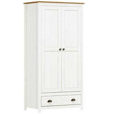 Guarda Roupa Solteiro 2 Portas 1 Gaveta Madeira Maciça Mazzaro F06 Branco Freijó - Lyam Decor