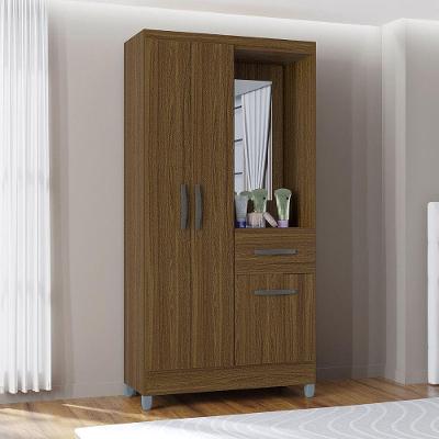 Guarda Roupa Solteiro Com 3 Portas E 1 Gavetas Atlas Poquema Castanho